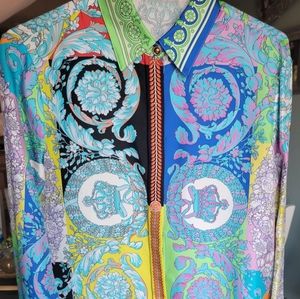 Like New Versace Fluo Barocco Silk Blouse For Women